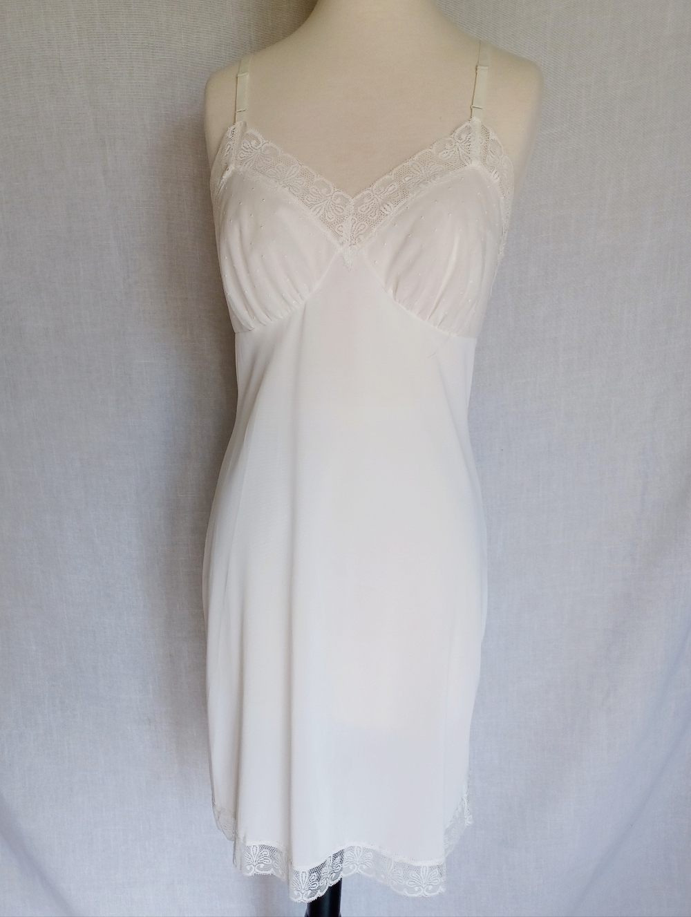 Lorraine Vintage 1960s White Lace-Trim Slip Dress